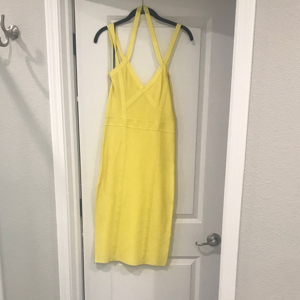 BEBE YELLOW BANDAGE DRESS MEDIUM NEW